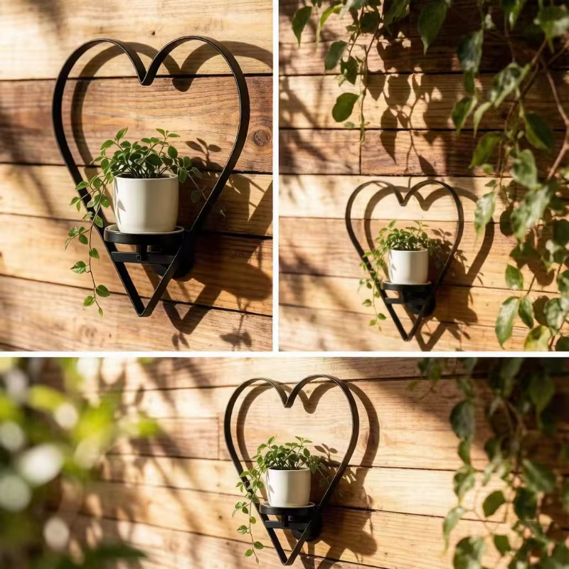 Support mural en forme de cœur pour plantes