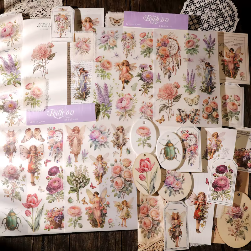 Autocollant esthétique transfert fleur rose pour scrapbooking