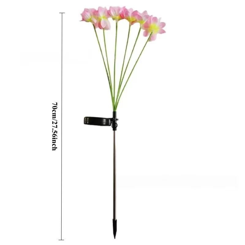 Lampe solaire à piquer en terre en forme de fleur de camélia