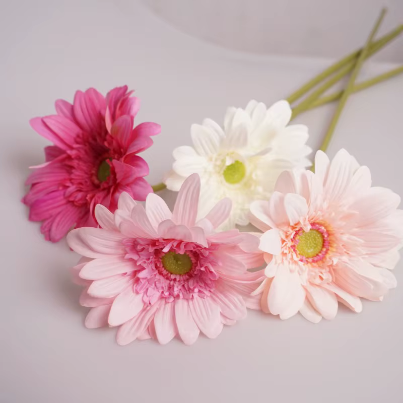 Gerbera-Fleurs Artificielles Hydratantes au Toucher Réel
