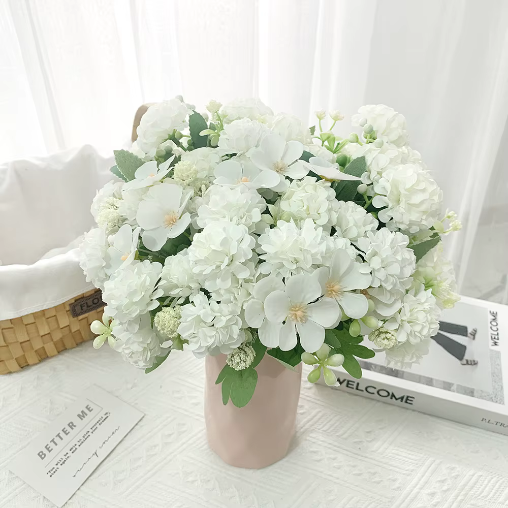 Bouquet de Pivoines et Hortensias Artificielles Bleues