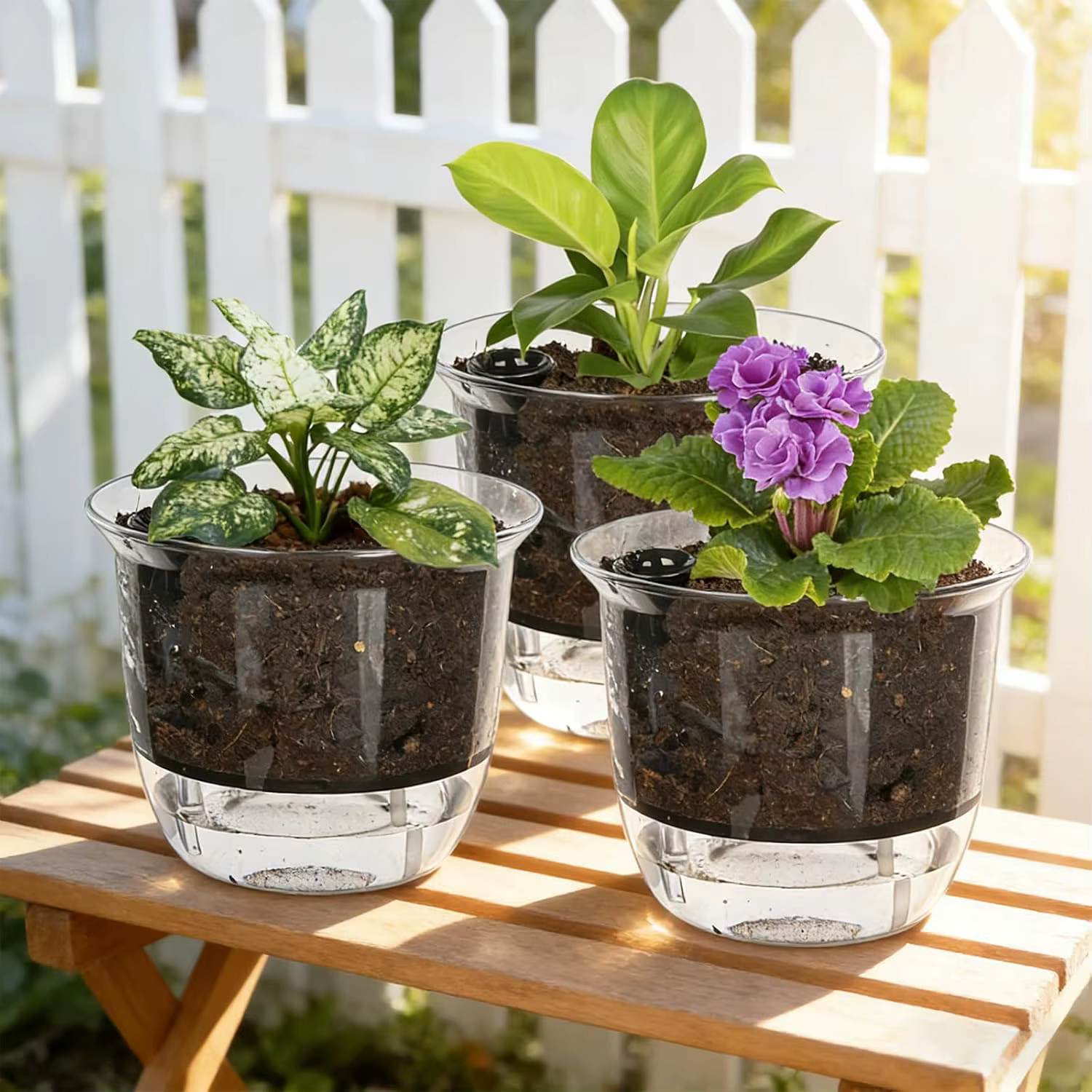 Pots de plantes en plastique
