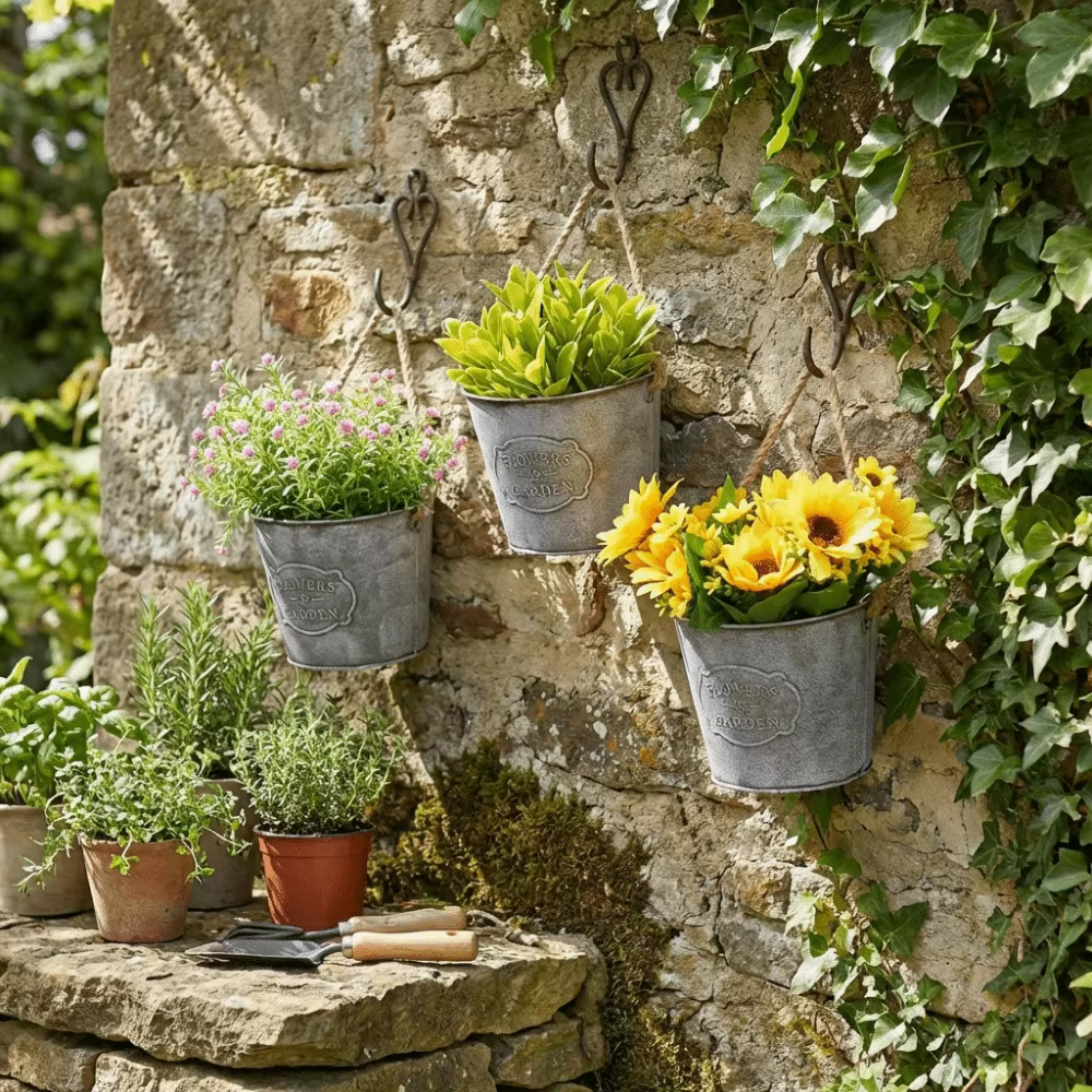 Jardinière murale vintage en métal