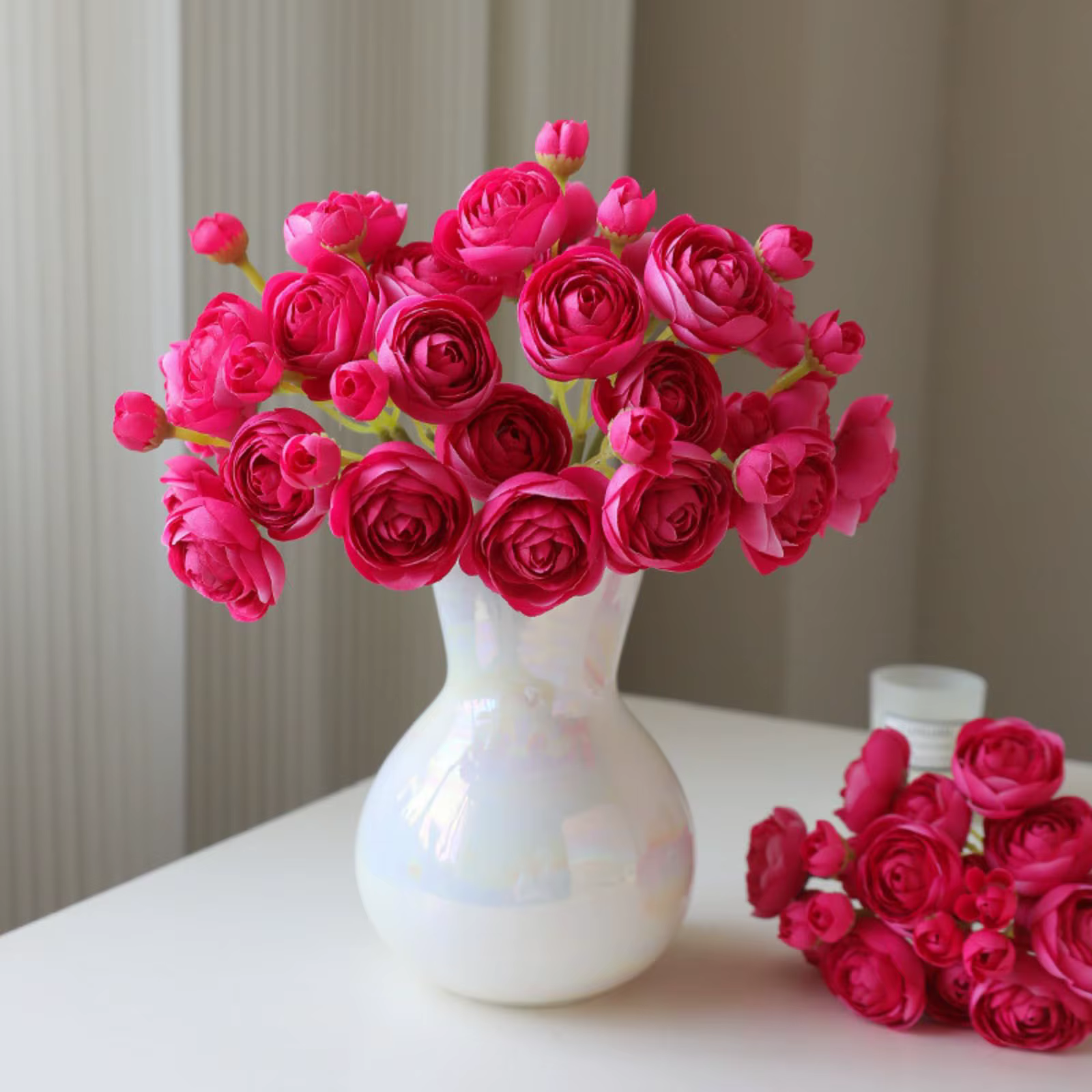 12 pièces Ranunculus fleurs artificielles Faux Mini pivoines fausse fleur pour bricolage Bouquets de mariage douche nuptiale décoration de Table à la maison