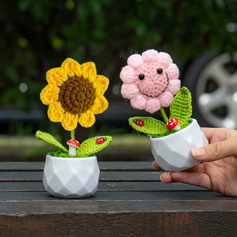 Fleur artificielle au Crochet de tournesol tissée à la main