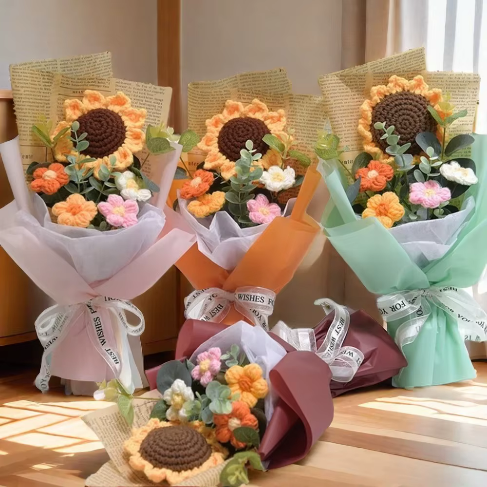 Bouquet de fleurs artificielles au Crochet