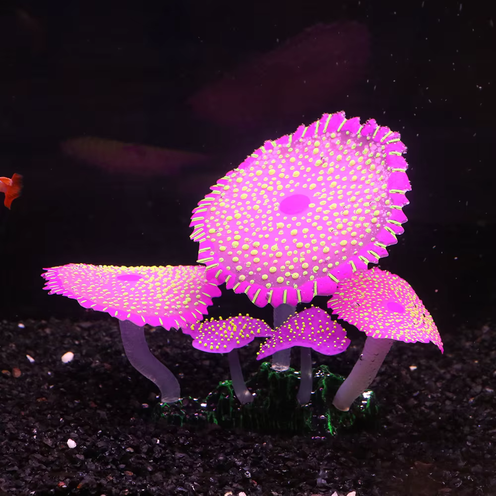 Décoration de corail fluorescent en silicone pour aquarium avec plantes lumineuses pour l'aménagement paysager sous-marin