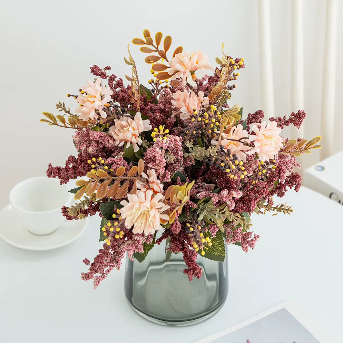 Fleurs Artificielles Chrysanthème Herbe à Bulles DIY Saint-Valentin Fête Maison Chambre Extérieur Jardin Décoration Mariage Bouquet de Mariée Cadeaux
