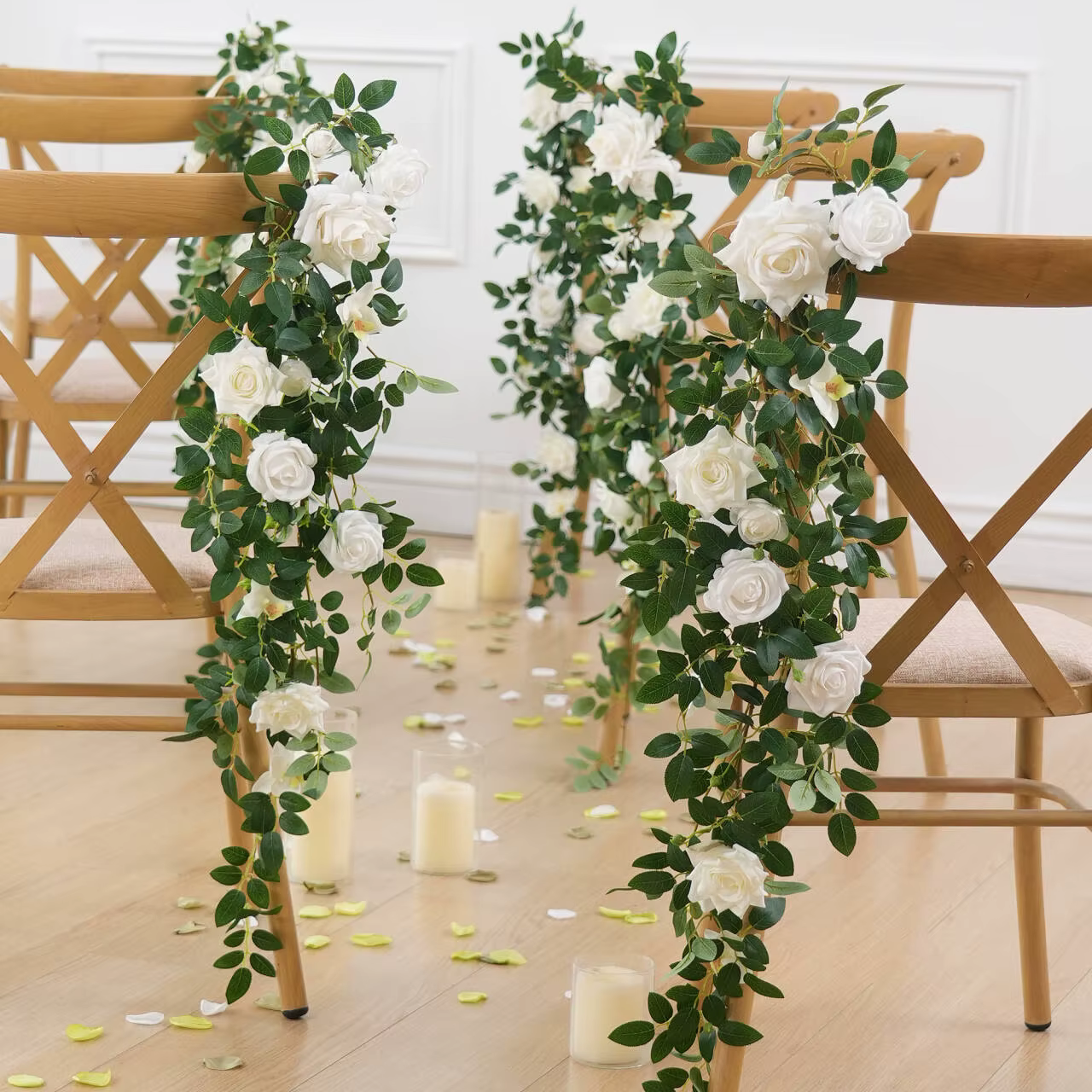 4 pièces allée de mariage Pew fleurs chaise Arrangement décorations