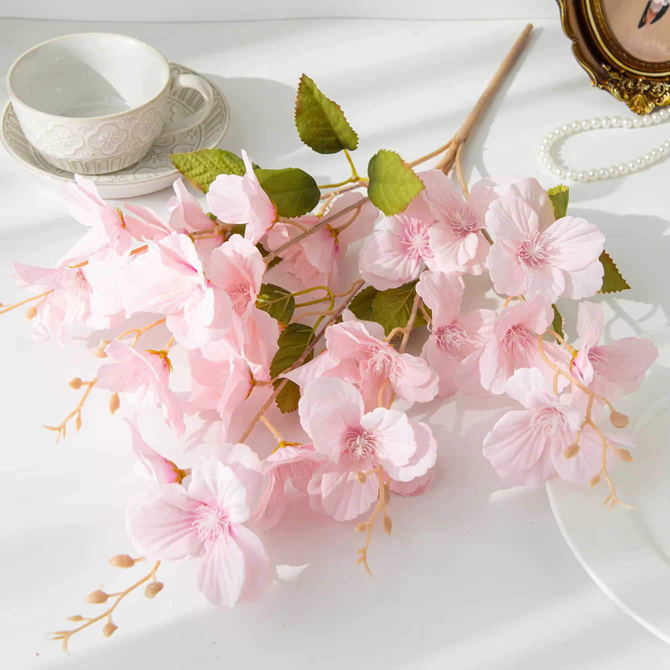 Fleurs artificielles en soie de magnolia pour extérieur