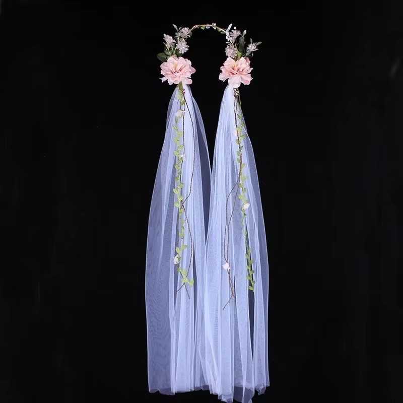 Voile de Rose de mariage pour mariée blanche, couronne de coiffure pour femmes, bandeau pour Date, décoration de maquillage, couronne de fleurs