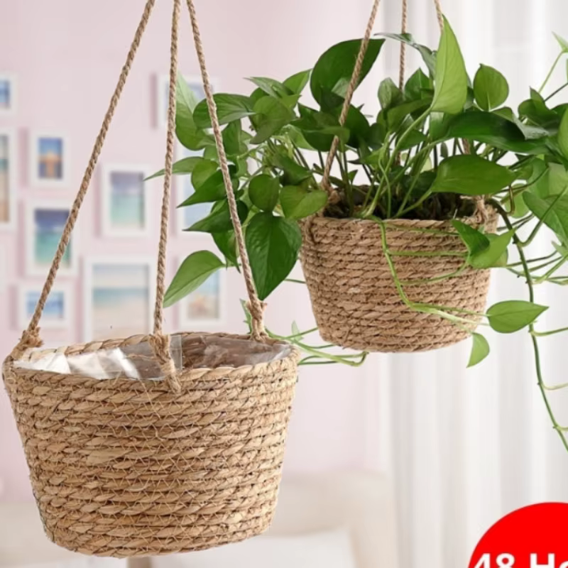Pot suspendu de jardin en macramé
