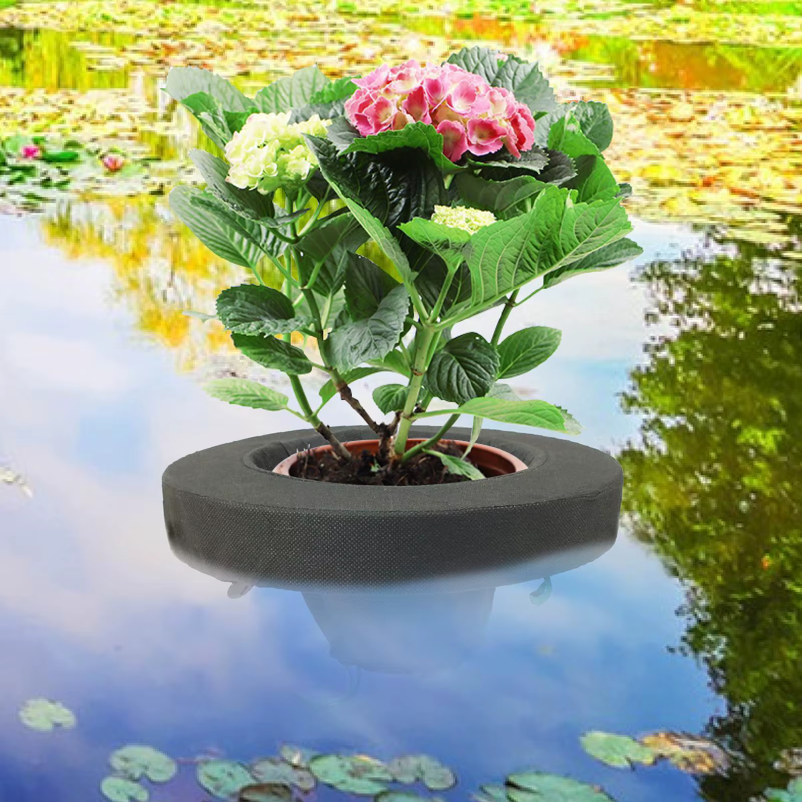 Pot de plantation flottant rond de 25 cm en tissu non tissé