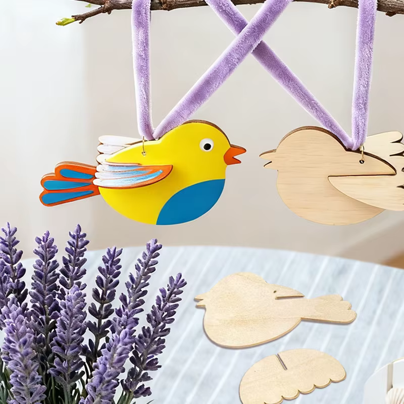 YOMDID 5 pièces ornements en bois inachevés-décorations suspendues d'oiseaux