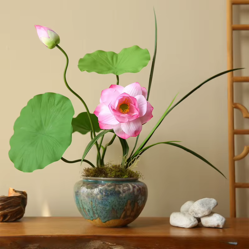 5 pièces de nouvelles branches de lotus roses chinoises