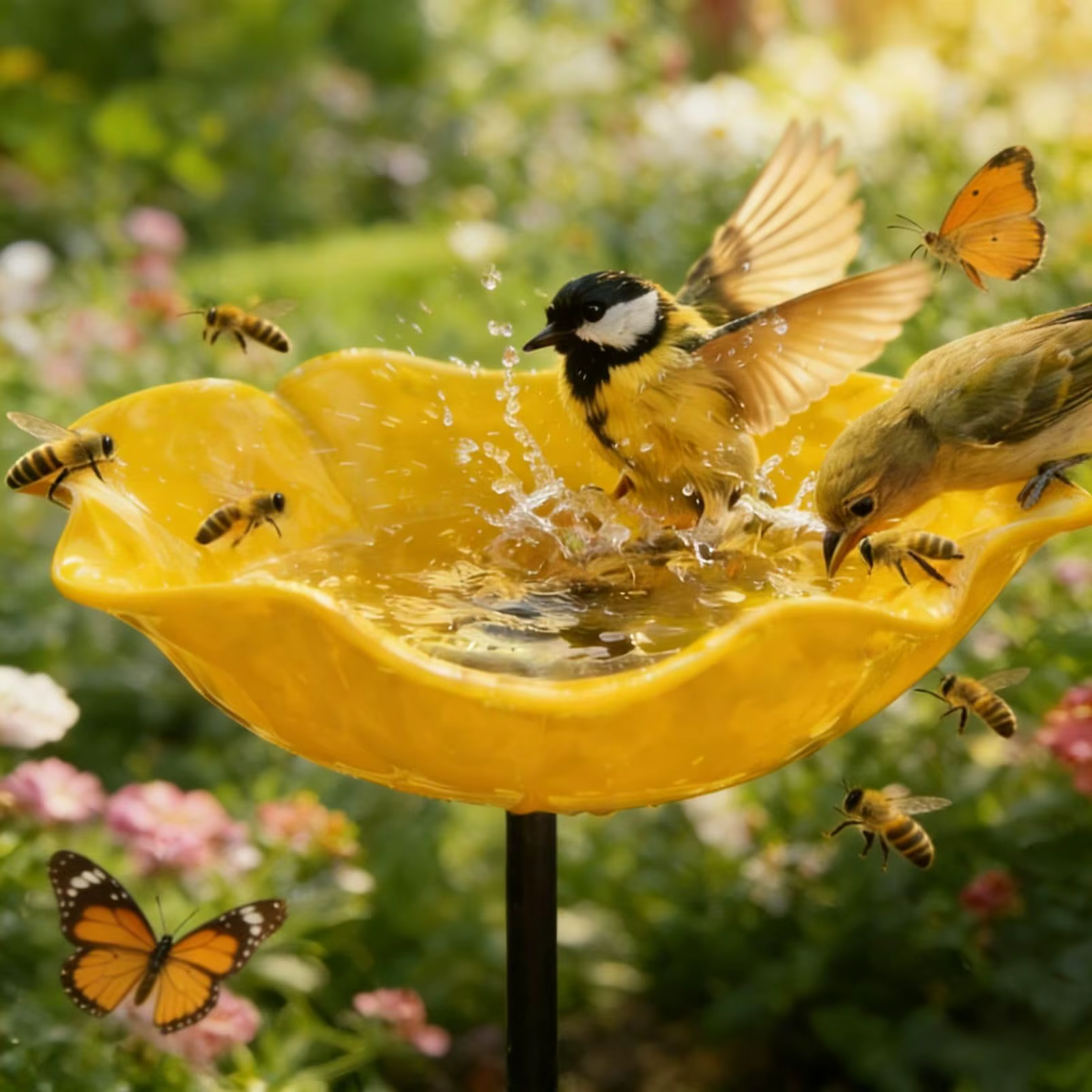 Station d'abreuvement pour abeilles en forme de fleur