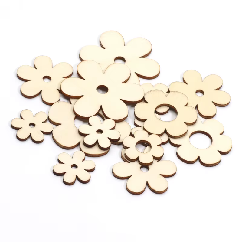 Ornements de fleurs en bois en forme de fleurs