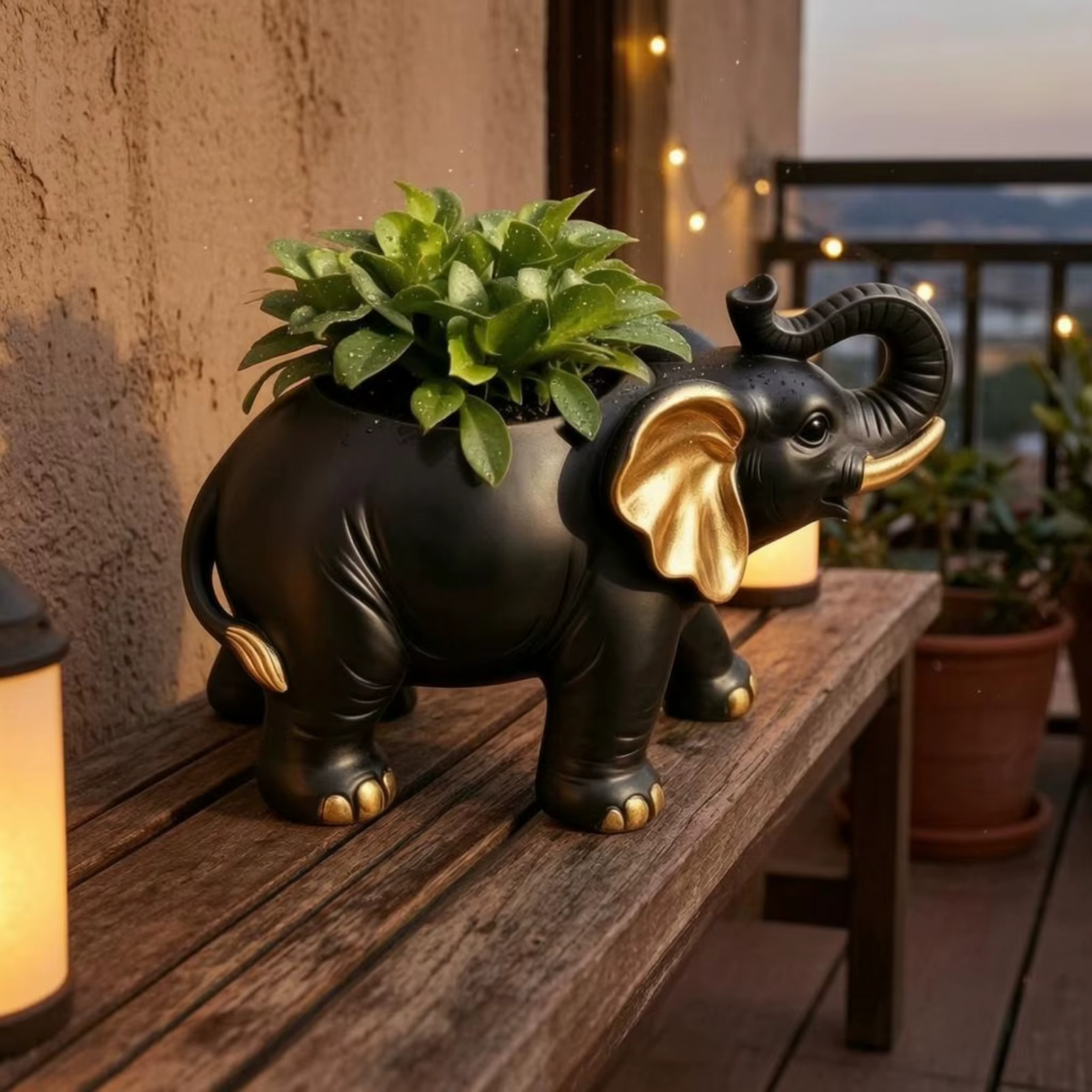 Jardinière en résine en forme d'éléphant