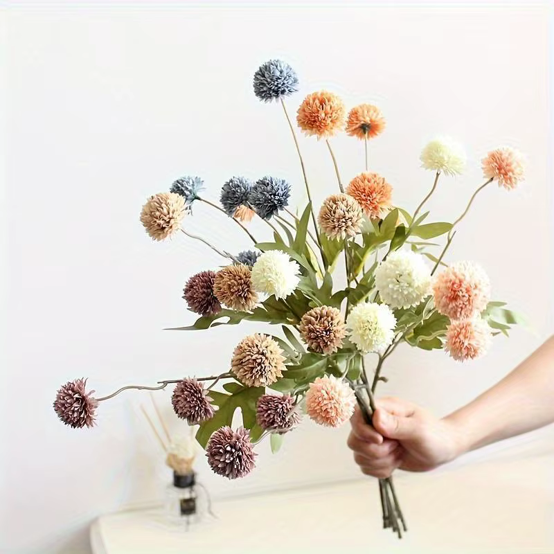 Couleur d'automne 5 têtes pissenlit Style européen-fleur de Simulation tissu fleur décoration florale artificielle