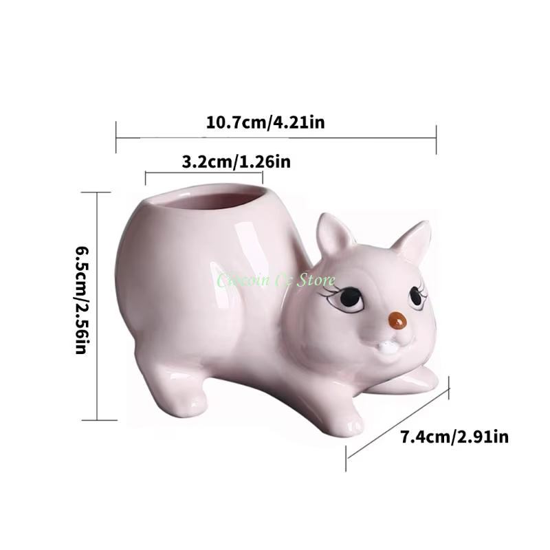 X90F Ceramic Plant Plante Pot Planter Squirrel Forme