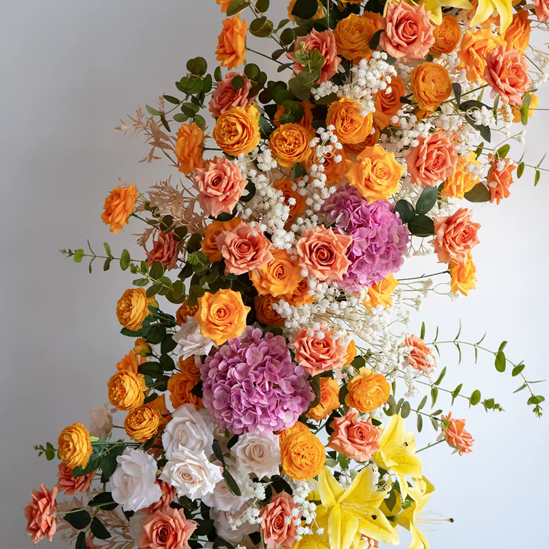 Luxuriant 210CM corne de lys artificielle fleurs arc hortensia mariage scène décor jardin Style allée fleur rangée Photo toile de fond accessoires