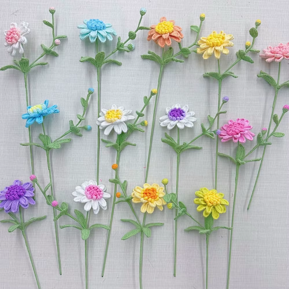 Bouquet de marguerites africaines au crochet fini