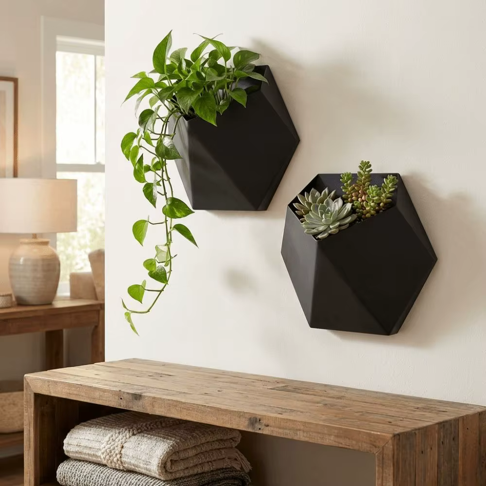 Pot de fleurs hexagonal géométrique mural