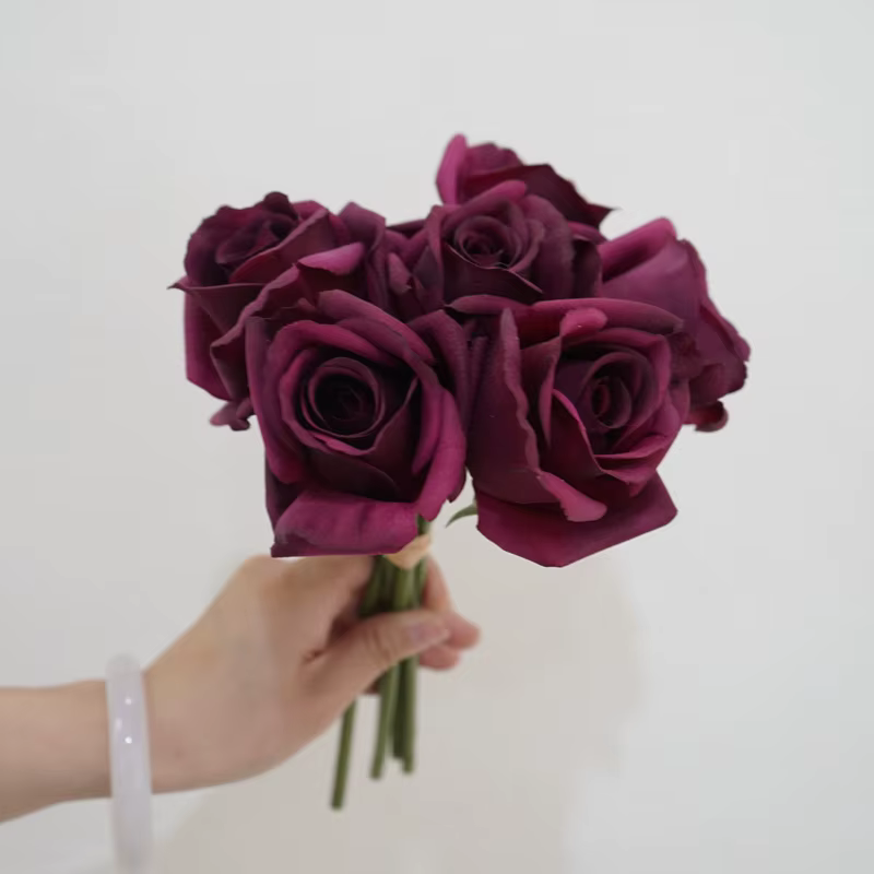 Bouquets de Poubelles Roses Artificielles au Toucher Réel