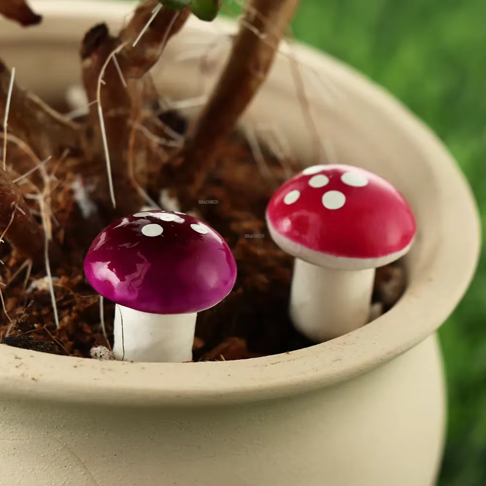 10/20 pièces Mini champignon bricolage artisanat jardin ornement résine mousse artificielle plantes en pot décor