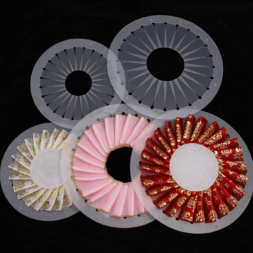 Kit de fabrication de rosettes en ruban 9cm 12cm 15cm, fleurs en tissu transparent, figurines de table, DIY, pour débutants