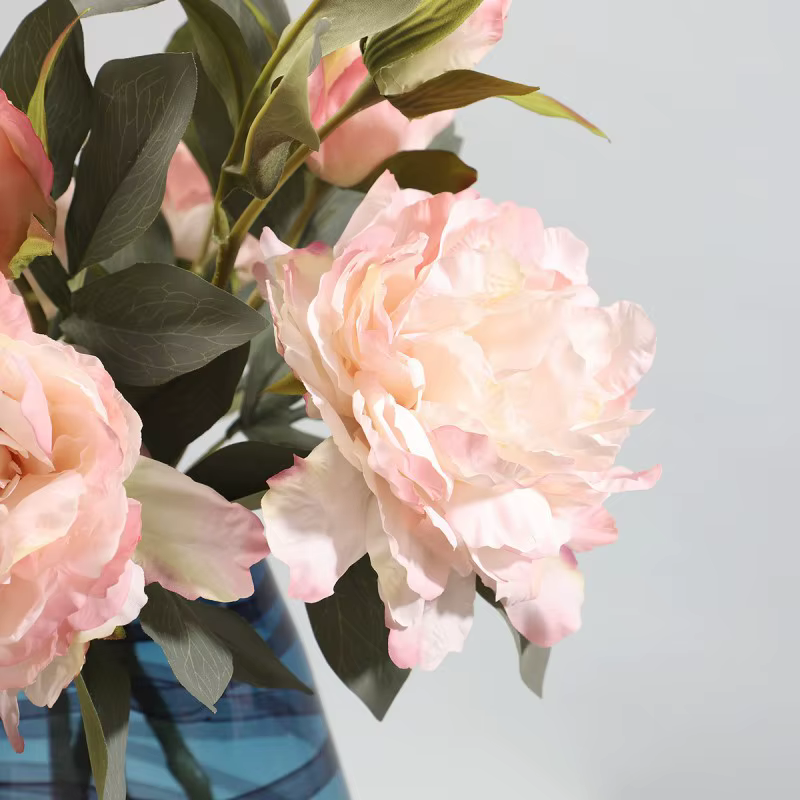 Branche de fleur de pivoine en soie blanche