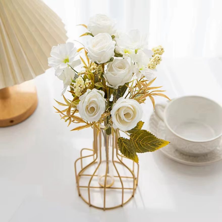Fleurs artificielles Soie Rose Noël Maison Vase Décor Bonsaï De Mariage Bouquets De Mariée Cour Festival Fête Bricolage Cadeau Vente Chaude