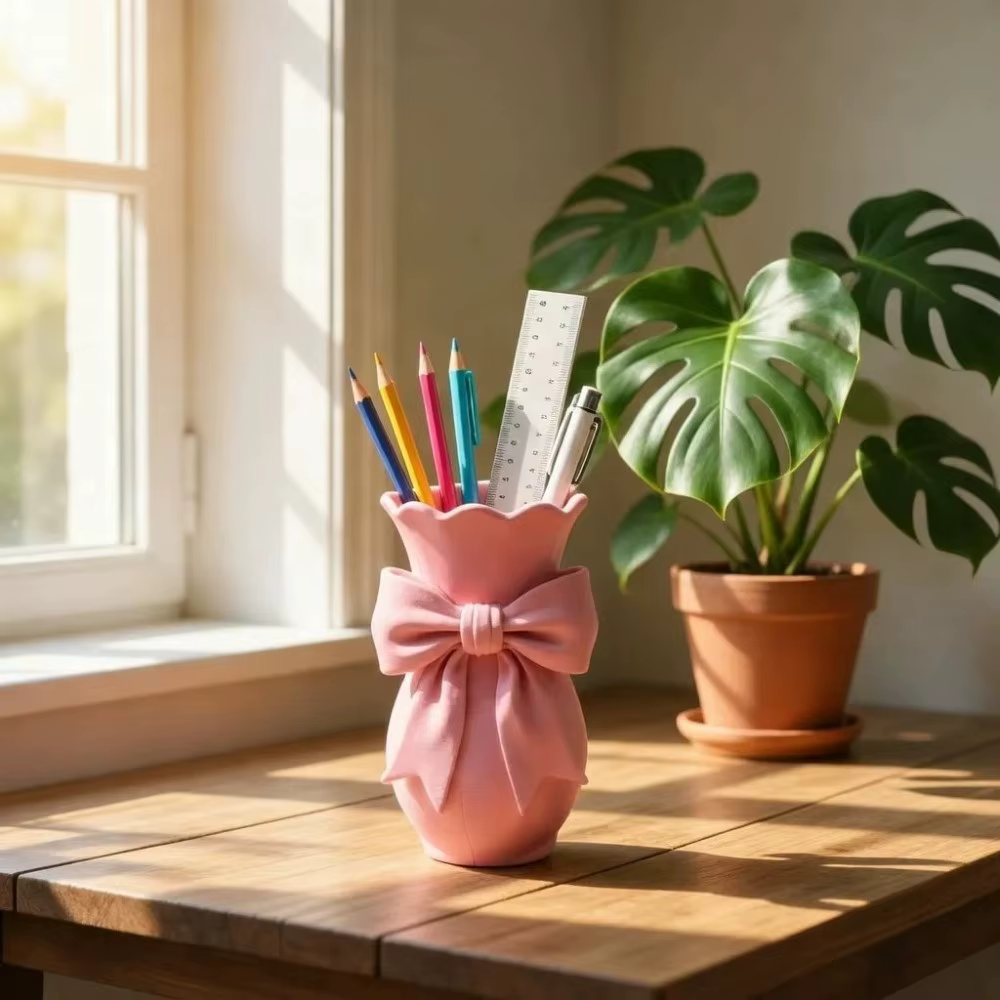 Vases à fleurs en forme de nœud rose au design torsadé