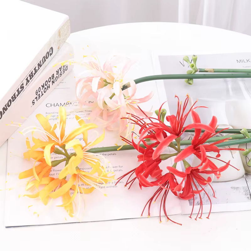 Kahaul 64 cm fleurs artificielles Higanbana branche belle fausse fleur couronne de noël maison Festival fête mariage jardin décor