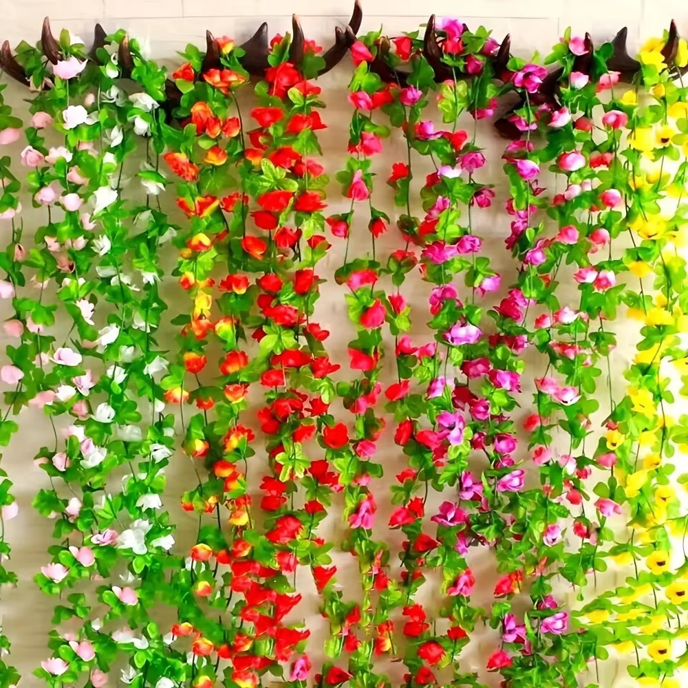 40 tête de fleur 2.3M artificielle multicolore Rose vigne guirlande mariage arc décoration fausse plante feuille