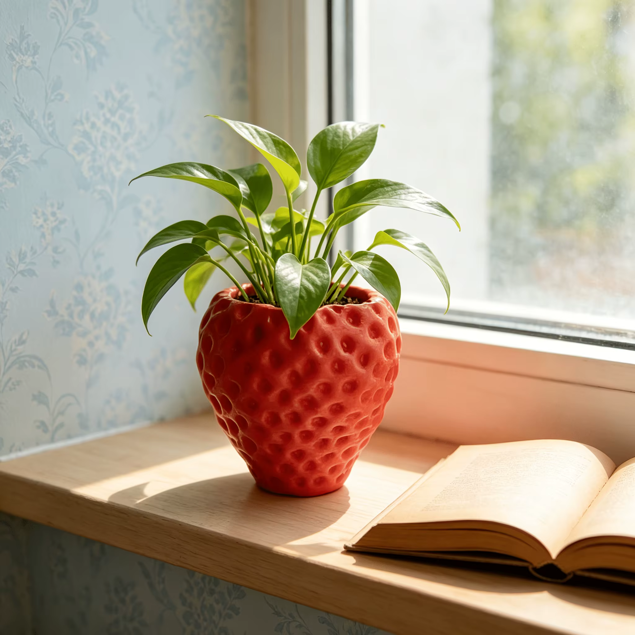 Pot de fleurs à motif de fraises 3D