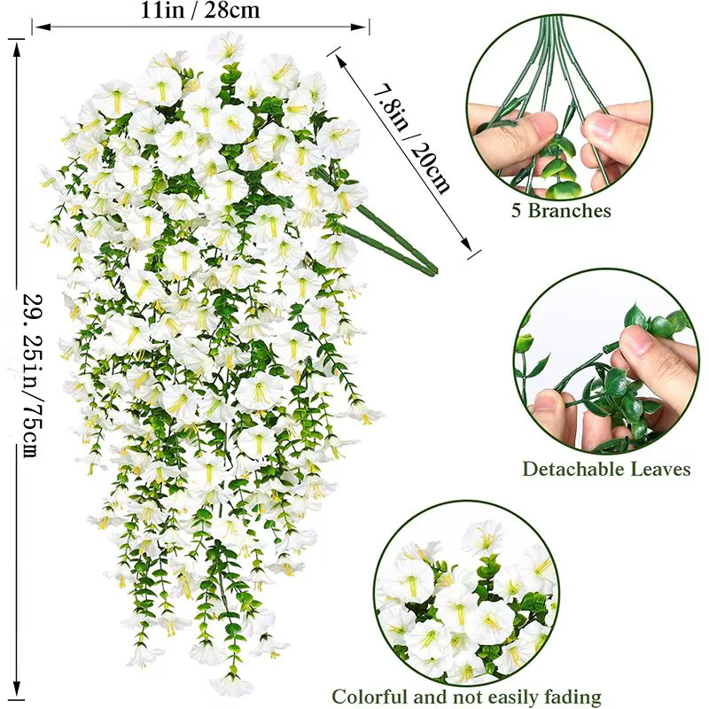 1/2Pc 75cm fleurs artificielles tenture murale fausses plantes violettes suspendues fausse fleur vignes pour la