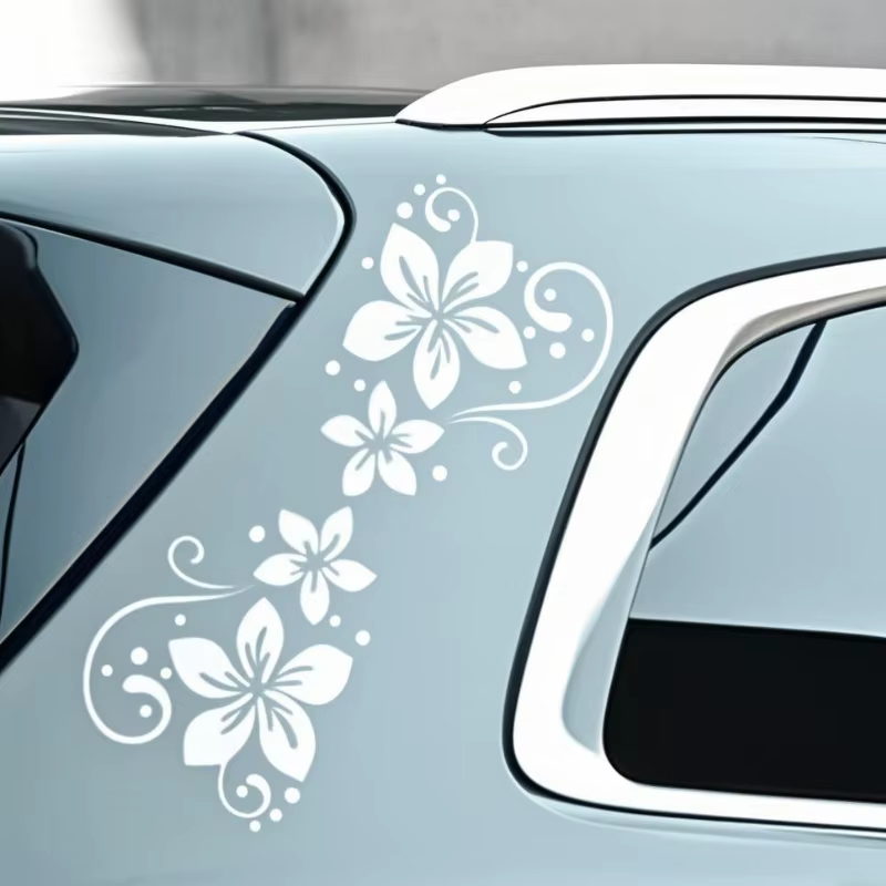 Autocollant de voiture en vinyle à motif floral, autocollant gris/blanc/noir pour pare-brise, pare-chocs et capots, adapté aux SUV et aux véhicules