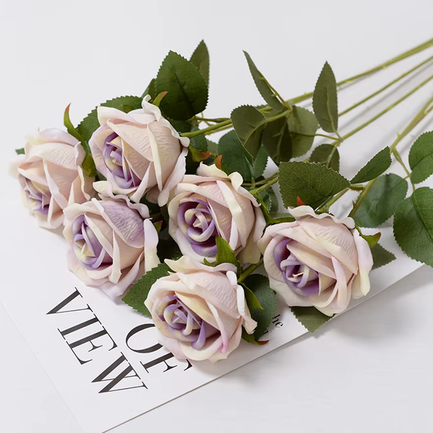 10PCS Fleurs Artificielles Rose Bouquet Vase Décoration de La Maison Accessoires Bricolage Photo