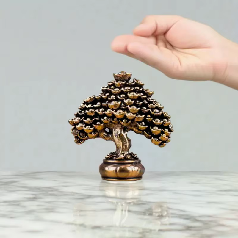 Figurines Feng Shui d'arbre de richesse chinoise en laiton