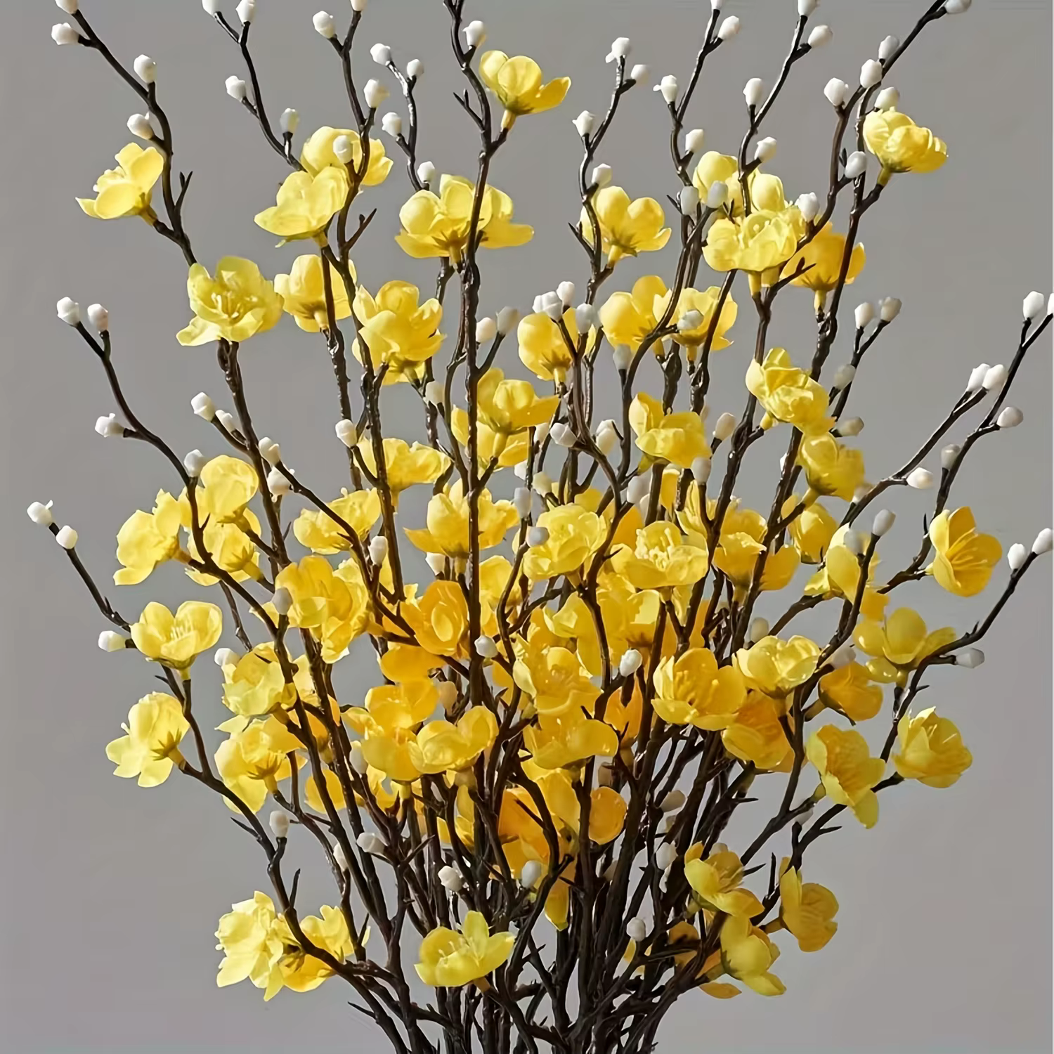 5 tiges de fleurs de prunier jaunes