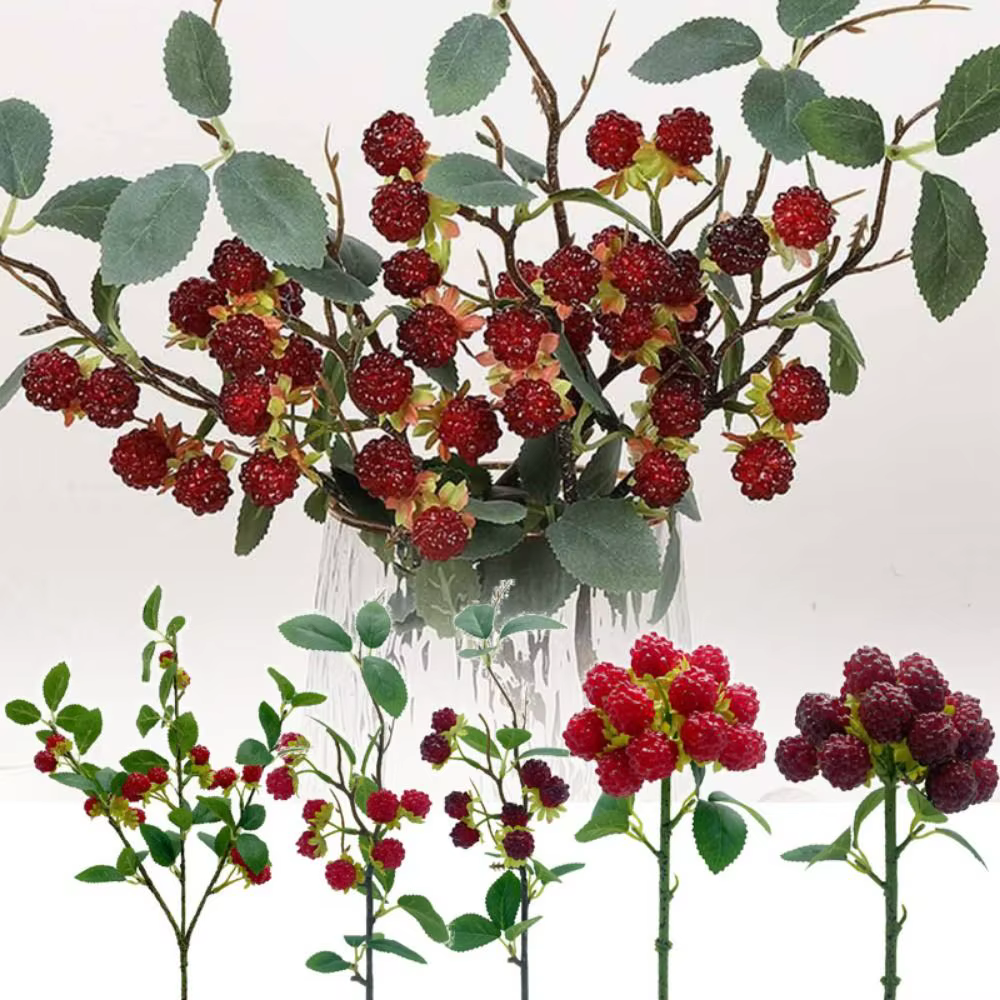 Plante artificielle de framboises rouges
