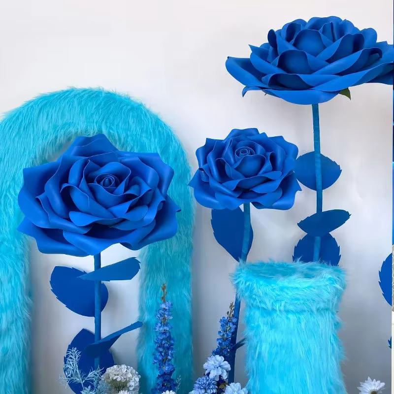 30-100cm fleurs géantes bleu Rose grand papier artificiel