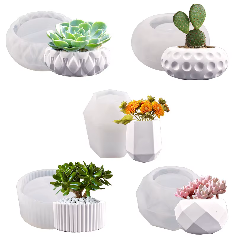 1/5 pièces Moule en silicone DIY pour pot de fleurs en béton