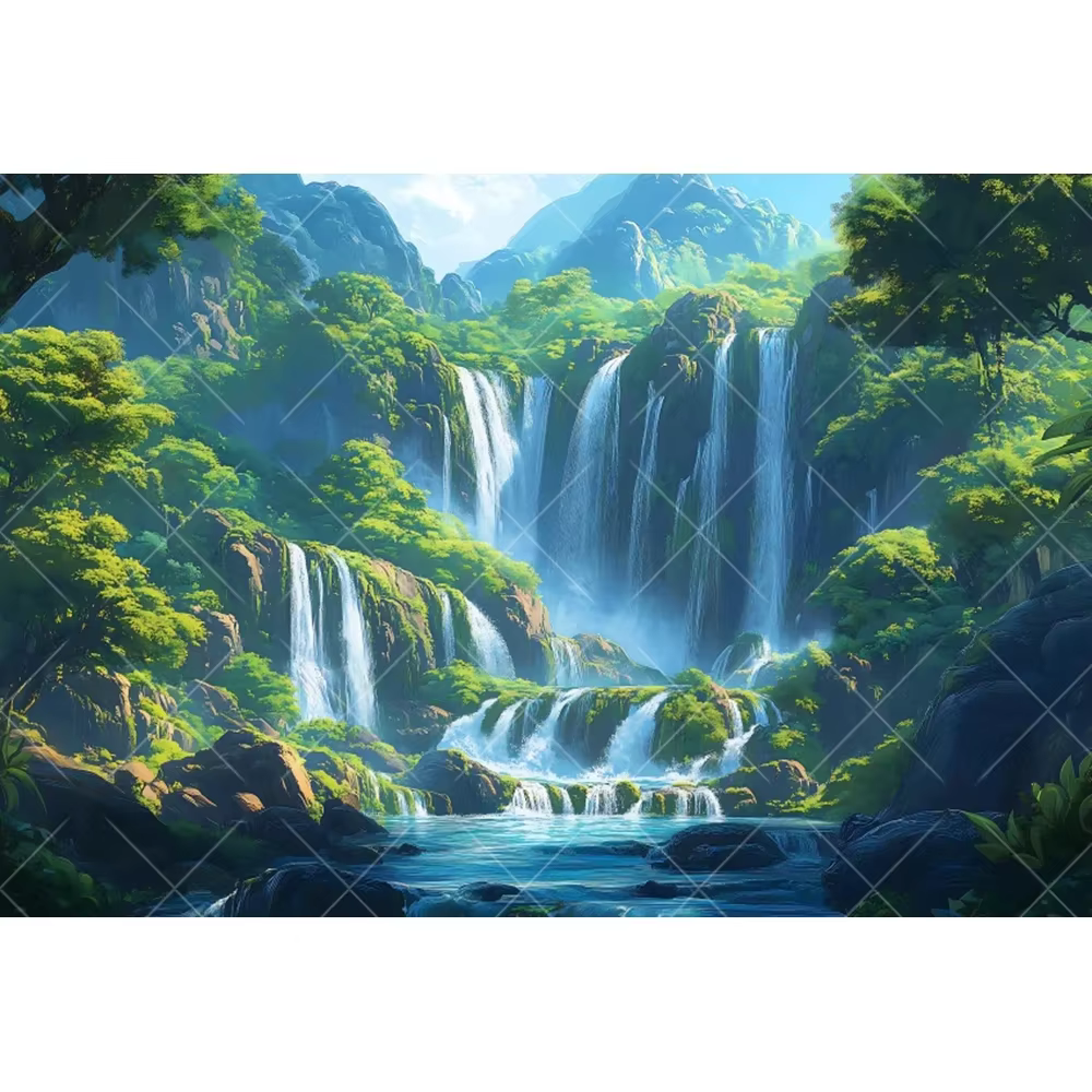 Jungle tropicale cascade paysage fond photographie forêt verte