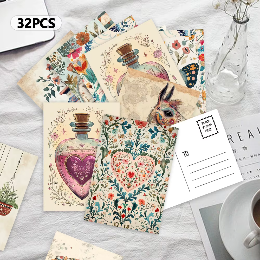 32 pièces, cartes postales à thème floral