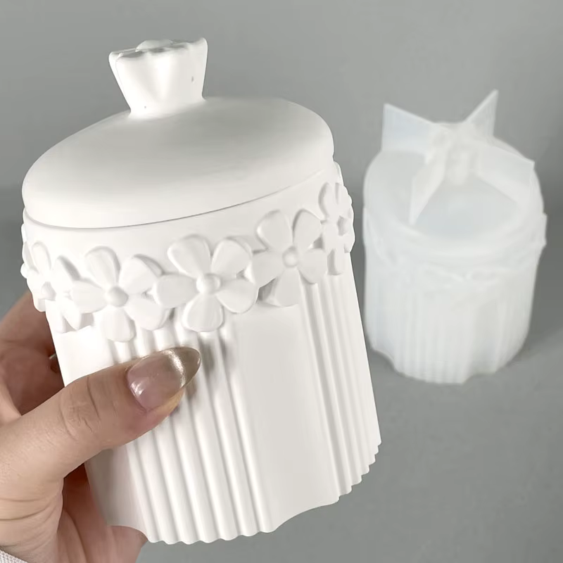 Moule en Silicone pour Pot de fleur à rayures, boîte de rangement de fleurs, bricolage, fabrication artisanale, pot de fleur en résine de plâtre, moules de moulage, fournitures de décoration pour la m