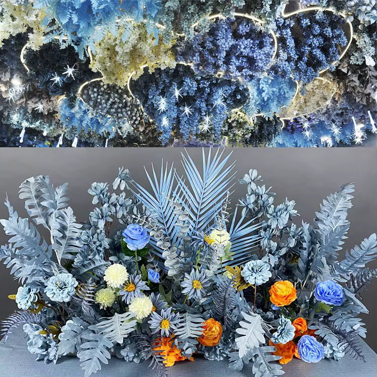 Arrangement Floral série bleu brume