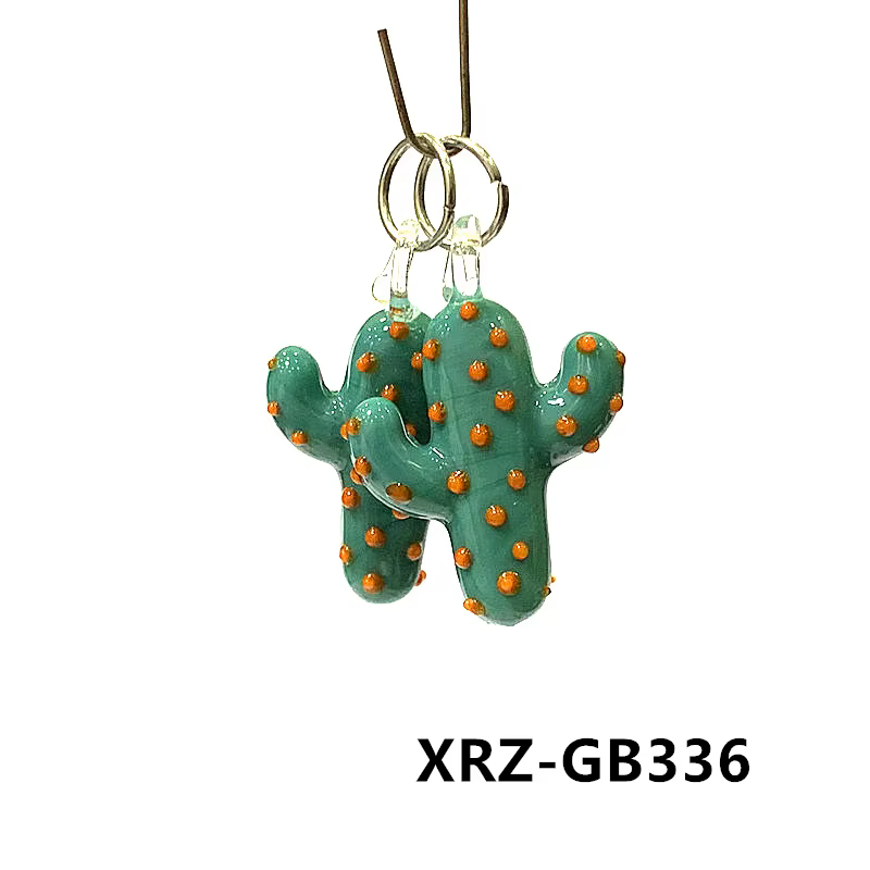 2 pièces de charme en verre de cactus mignon créatif Petits ornements à pendentifs à plantes miniatures faits à la main pour accessoires de fabrication de collier de bijoux de mode pour femmes DIy