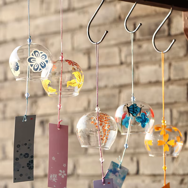 Carillons éoliens de paysage en verre de style japonais Kawaii